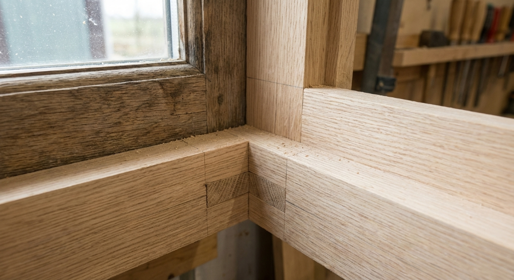 Detalje af træsamling